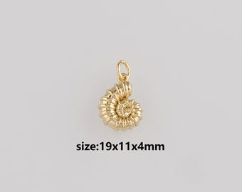 18K Gold Filled Conch Shell Pendant,Dainty Conch Shell Charm Earrings Necklace for DIY Jewelry Making Supply