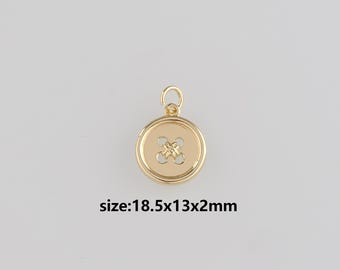 18K Gold Filled Knopf Anhänger, Zierliche Knopf Charm Ohrringe Halskette für die DIY Schmuckherstellung Versorgung