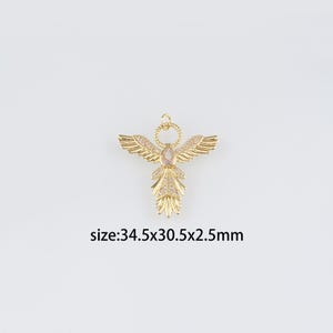 18 kt gold filled feniks hanger, CZ micro effenen feniks vogel bedel oorbellen ketting voor het maken van sieraden:
