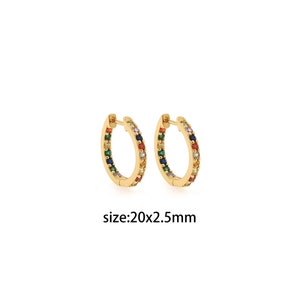 18K Gold Filled Round Hoop Earrings,Dainty Hoops,Colorful Earrings,Minimalist Earrings