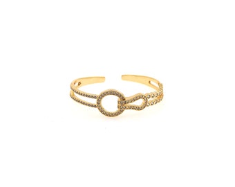 18K Gold Filled Dainty Bangle-Gold Bracelet-Zircon Bracelet-Everyday Bracelet-Adjustable Bracelet-Gift for Her