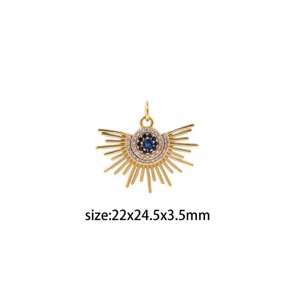 18K Gold Filled Evil Eye Pendant,CZ Micro Pave Evil Eye Charm Earrings Necklace for DIY Jewelry Making Supply