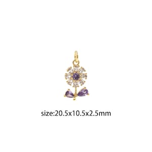 18K Gold gefüllte Löwenzahn Anhänger, CZ Micro Pave Blumen Charm Ohrringe Halskette für DIY Schmuckherstellung Versorgung
