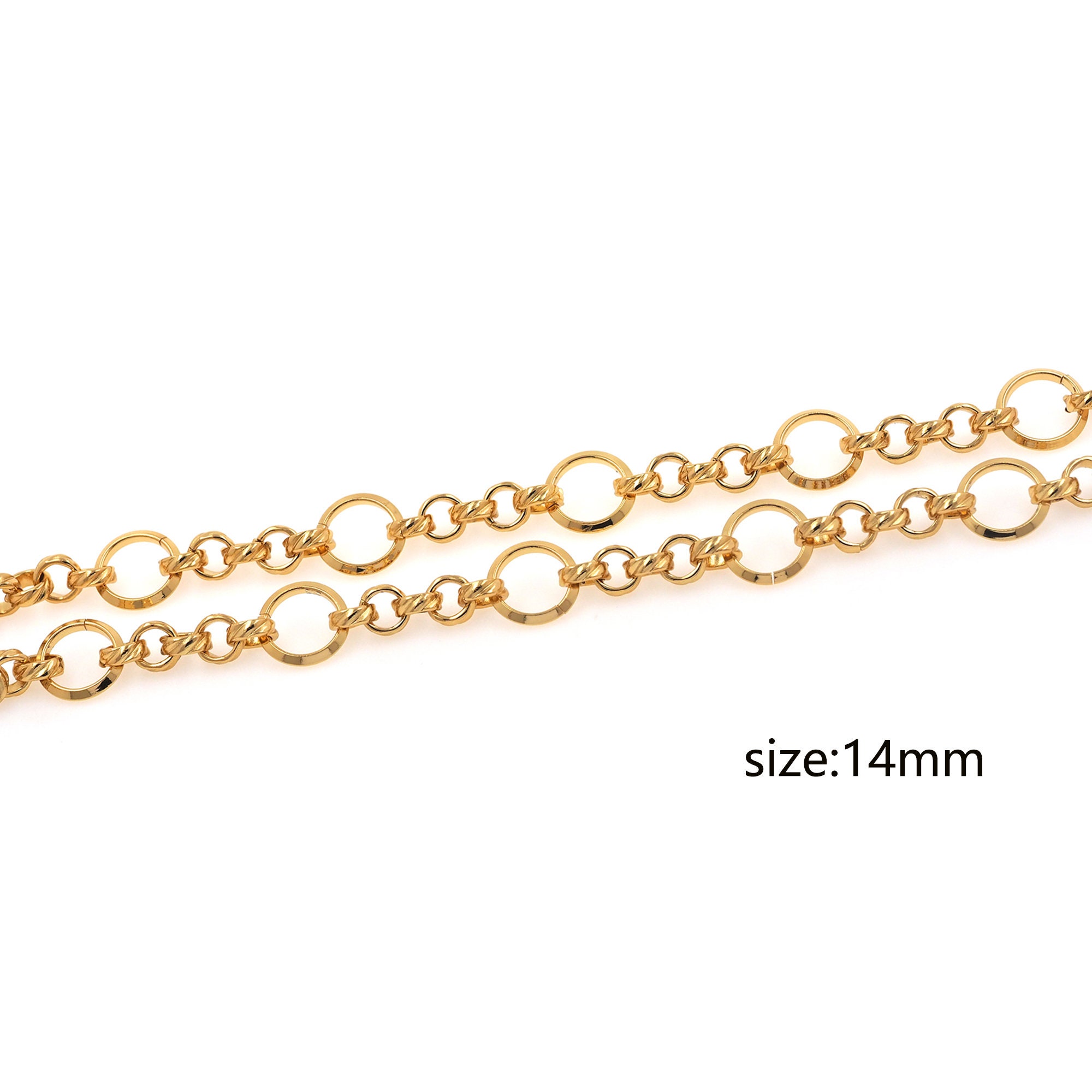 18K Gold Filled Round Link Necklace,Rolo Chain,Minimalist Necklace for Women DIY Jewelry Making Supply