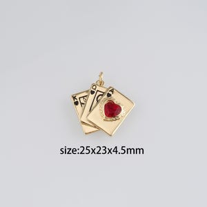 18K Gold Filled Poker Anhänger, Spielkarte Charm Ohrringe Halskette für DIY Schmuckherstellung machen
