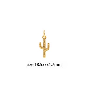 Pendentif cactus rempli d'or 18 carats, collier de boucles d'oreilles à breloques cactus pour la fabrication de bijoux à bricoler soi-même