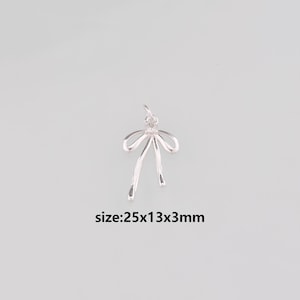Silver Bow Tie Pendant,Dainty Bow Charm Earrings Necklace for DIY Jewelry Making Supply