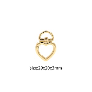 18K Gold Filled Heart Spring Clips,Snap Clasp,Heart Push Gate Clasp for DIY Jewelry Necklace Bracelet