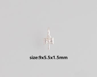 10Pcs Silver Bow Pendant,Dainty Bow Charm Earrings Necklace for DIY Jewelry Making Supply
