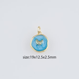 18K Gold Filled Bread Pendant,Enamel Croissant Charm Earrings Necklace for DIY Jewelry Making Supply