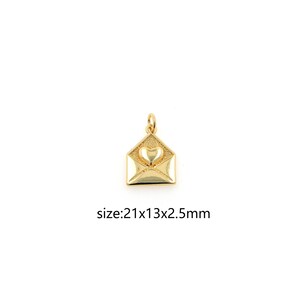 5 colgantes de sobre rellenos de oro de 18 quilates, delicados pendientes con dije de sobre, collar para hacer joyas de bricolaje