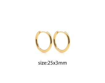 Créoles fines remplies d'or 18 carats, Créoles fines, Créoles minimalisme, Créoles délicates Huggie