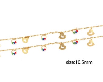 Collar de eslabón de corazón lleno de oro de 18K, cadena de corazón, collar minimalista, gargantilla de corazón, collar ajustable