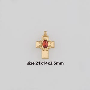18K Gold Filled Cross Pendant,Dainty Religious Charm Earrings Necklace for DIY Jewelry Making Supply