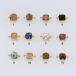 18K Gold Filled Square Connector,Natural Stone Square Charm Necklace Bracelet for DIY Jewelry Making Supply