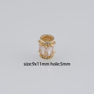5Pcs 18K Gold Filled Barrel Spacer Beads,CZ Micro Pave Barrel Spacer Beads,DIY Jewelry Making Supply