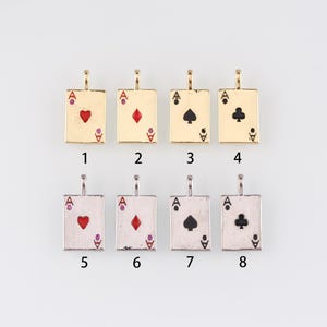 18K Gold gefüllte Poker Anhänger, Emaille Spielkarte Charme Ohrringe Halskette für DIY Schmuckherstellung Versorgung