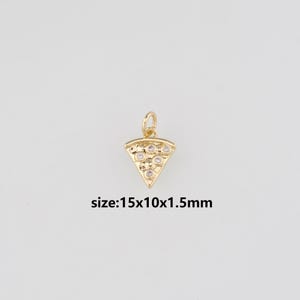 18K Gold Filled Pizza Pendant,CZ Micro Pave Pizza Charm Earrings Necklace for DIY Jewelry Making Supply