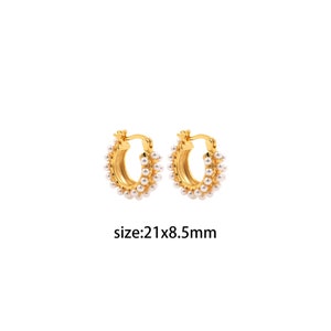 18K Gold Filled Pearl Hoops Earrings,Gold Hoops,Dainty Hoops Huggie,Gold Huggies Hoop Earrings,Boho Earrings