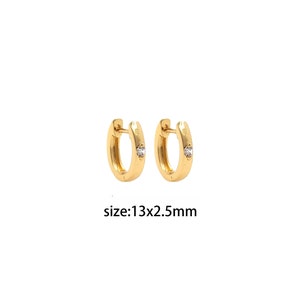 18K Gold Filled CZ Oval Earrings,Dainty Earrings,Minimalist Earrings,Gold Hoop Earrings,Huggie Earrings