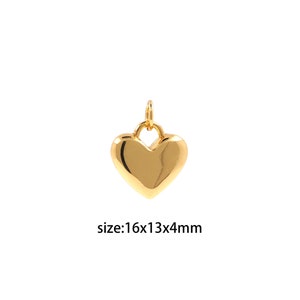 18K Gold Filled Heart Pendant,Dainty Heart Charm Earrings Necklace for DIY Jewelry Making Supply