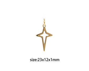 18K Gold Filled Star Pendant,Celestial Charm,North Star Earrings Necklace for DIY Jewelry Making Supply