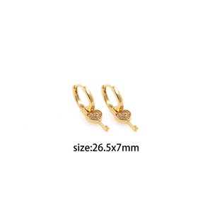18K Gold Filled Key Hoop Earrings,Gold Hoop Earrings,Minimalist Earrings,Everyday Earrings,Dainty Eearrings