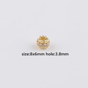 18K Gold Filled Flower Barrel Beads,CZ Micro Pave Barrel Spacer Beads,DIY Jewelry Making Supply