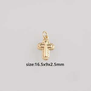 18K Gold Filled Cross Pendant,Dainty Cross Charm Earrings Necklace for DIY Jewelry Making Supply