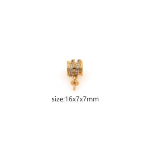 18K Gold Filled Cylindrical Spacer Beads,CZ Micro Pave Tube Spacer Beads,DIY Jewelry Making Supply