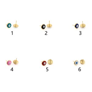 18K Gold Filled Round Stud Earrings,Evil Eye Earrings,Enamel Stud,Everyday Earrings,Minimalist Earrings