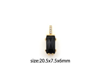 Pendentif rectangle rempli d'or 18 carats, collier de boucles d'oreilles à breloques rectangle micro pavé CZ pour la fabrication de bijoux à bricoler soi-même