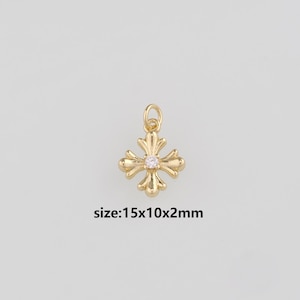 18K Gold Filled Cross Pendant,Dainty Religious Charm Earrings Necklace for DIY Jewelry Making Supply