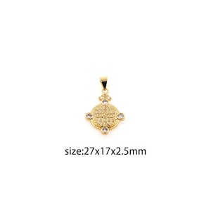 18K Gold Filled Round Pendant,Dainty Religious Charm Earrings Necklace for DIY Jewelry Making Supply