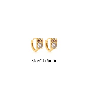 18K Gold Filled Owl Hoop Earrings,Animal Earrings,Everyday Hoops,Minimalist Earrings