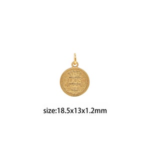 18K Gold Filled Coin Pendant,Dainty Coin Charm Earrings Necklace for DIY Jewelry Making Supply