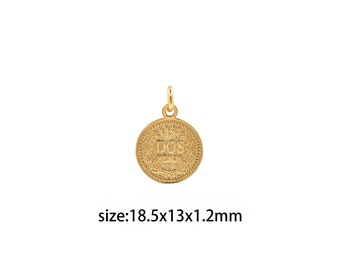 18K Gold Filled Coin Pendant,Dainty Coin Charm Earrings Necklace for DIY Jewelry Making Supply