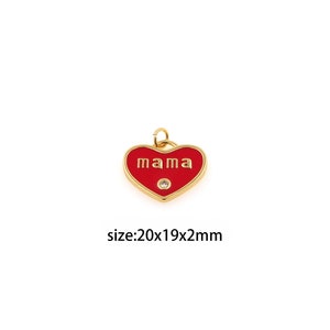 18K Gold gefüllt Herz Anhänger, Emaille Herz Mama Charm Ohrringe Halskette für DIY Schmuckherstellung Versorgung