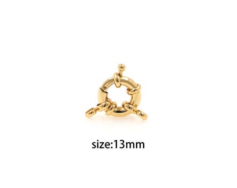 18K Gold Filled Round Spring Buckle,Nautical Clasp,Wheel Buckle Lock for DIY Jewelry Necklace Bracelet