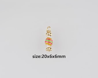 18K Gold Filled Candy Pendant,Enamel Candy Charm Earrings Necklace for DIY Jewelry Making Supply
