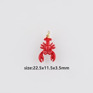 18K Gold Filled Crayfish Pendant,Dainty Crayfish Charm Earrings Necklace for DIY Jewelry Making Supply