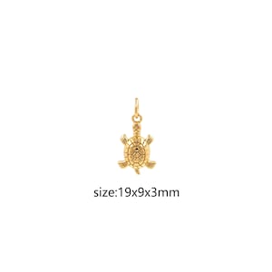 18K Gold Filled Turtle Pendant,Dainty Turtle Charm Earrings Necklace for DIY Jewelry Making Supply
