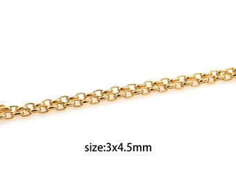 Cadena de cable llena de oro de 18 quilates, cadenas de clip de papel minimalistas, collar de cadena ovalada de oro para mujeres, suministro de fabricación de joyas DIY