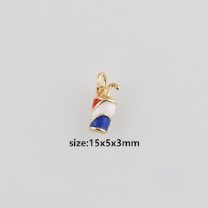 18K Gold Filled Coke Pendant,Enamel Drink Cup Charm Earrings Necklace for DIY Jewelry Making Supply