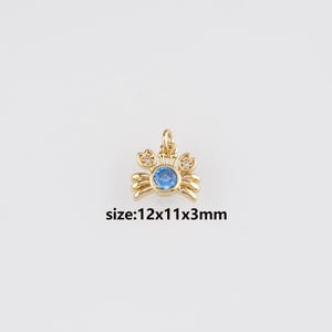 18K Gold Filled Crab Pendant,CZ Micro Pave Cancer Charm Earrings Necklace for DIY Jewelry Making Supply