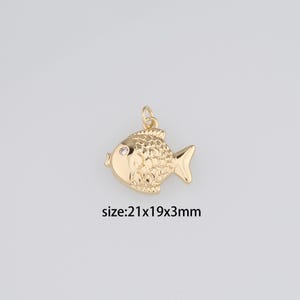 Pendentif poisson rempli d'or 18 carats, collier délicat de boucles d'oreilles à breloques en forme de poisson pour la fabrication de bijoux à bricoler soi-même