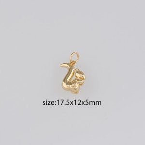 18K Gold Filled Squirrel Pendant,Animal Charm,Dainty Squirrel Earrings Necklace for DIY Jewelry Making Supply