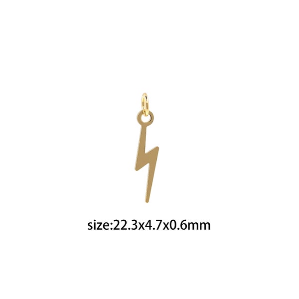 18K Gold Filled Lightning Pendant,Tiny Lightning Charm Earrings Necklace for DIY Jewelry Making Supply