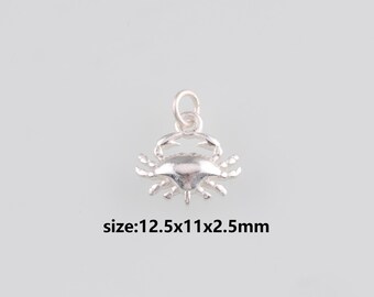 10 colgantes de cangrejo de plata, delicados pendientes y collares con dije de cáncer para hacer joyas DIY.