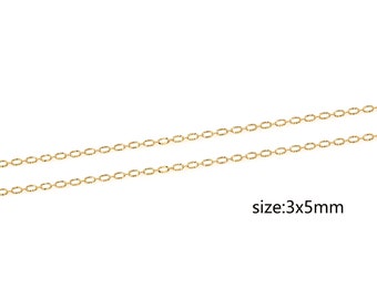 18K Gold Filled Textured Link Necklace,Paper Clip Chain,Minimalist Necklace for DIY Jewelry Making Supply